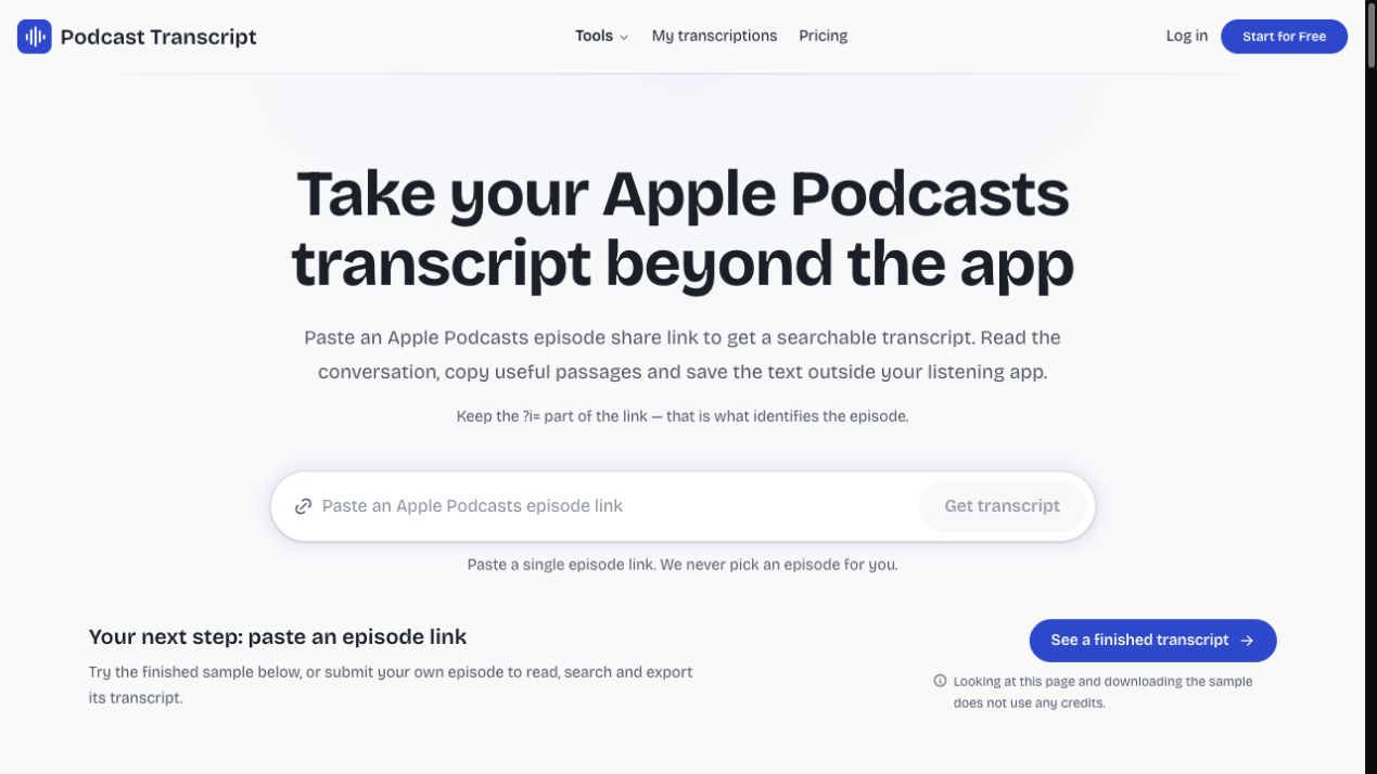 The link field on the Apple Podcasts page